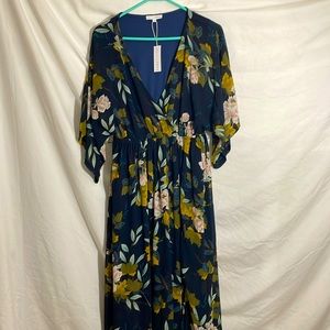 Baltic Born Kia Kimono Maxi Dress - M - navy floral
